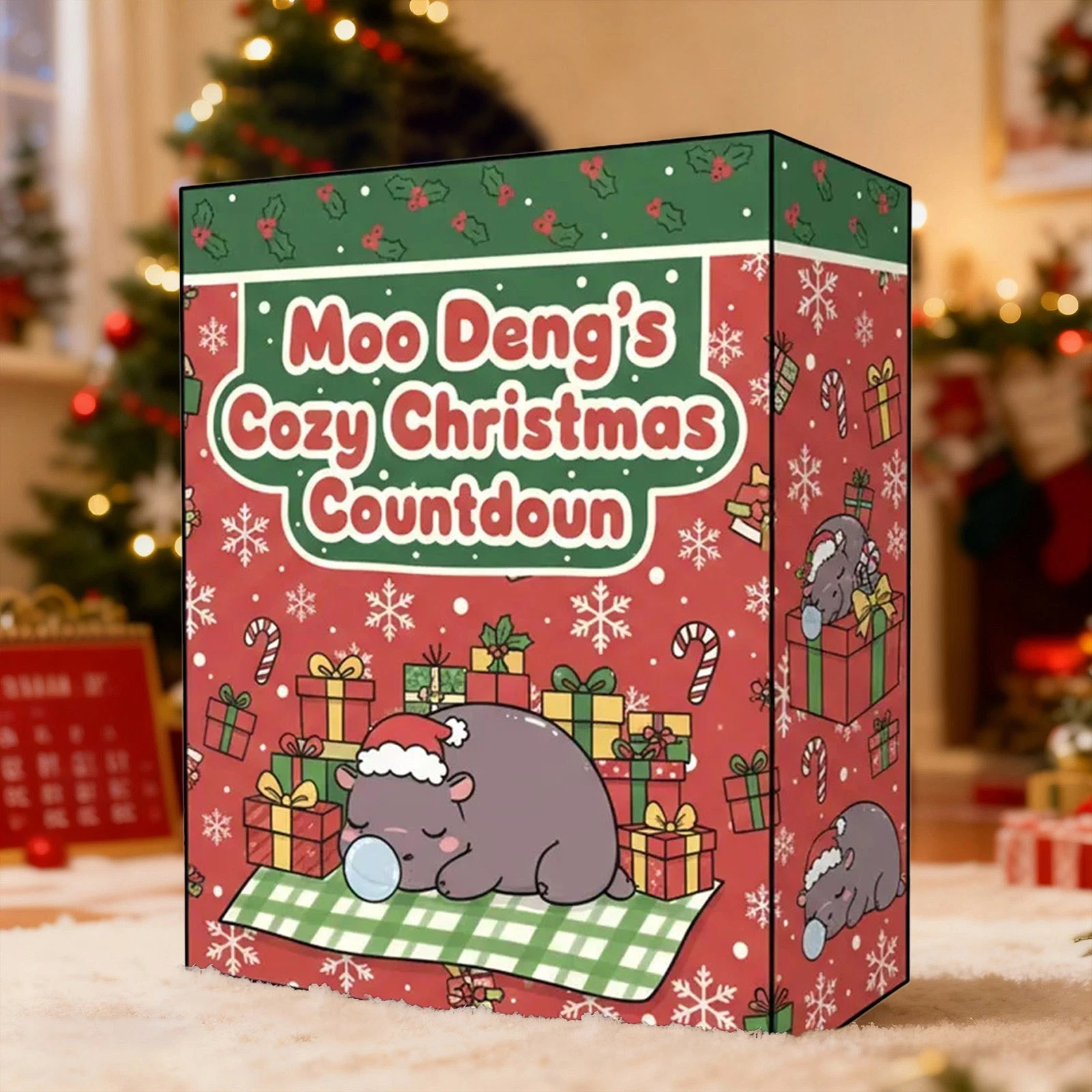 2025 Hippo Acrylic Advent Calendar Seasonal 24-Day Home Decor