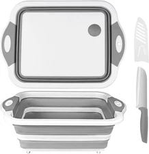 QiMH Collapsible Cutting Board - Foldable 15.8"L x 11.8"W, Gray 