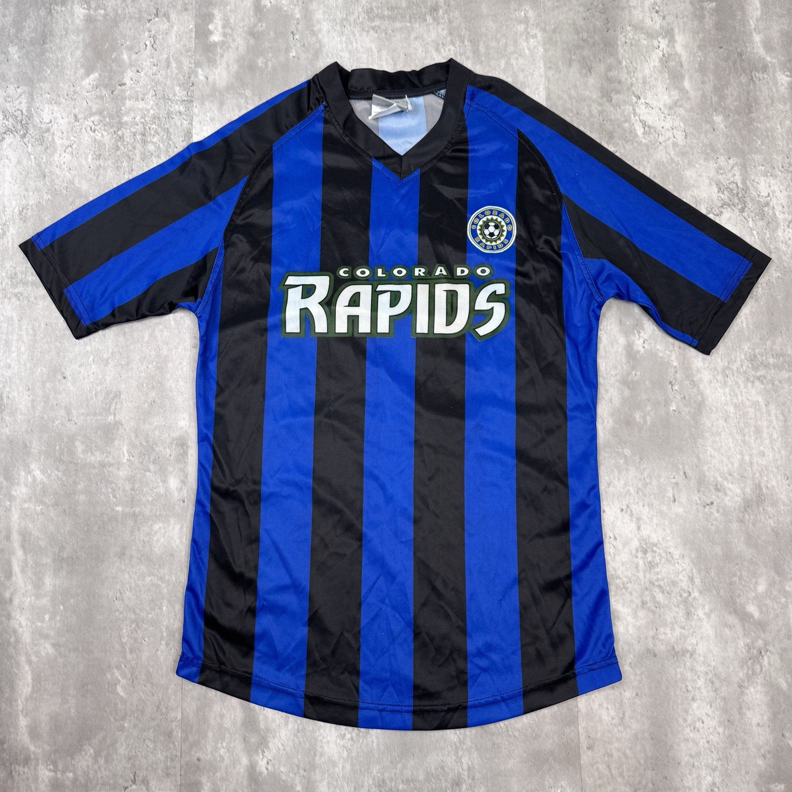 Vintage Colorado Rapids Jersey Youth XL Blue Signed Soccer MLS Short Sleeve