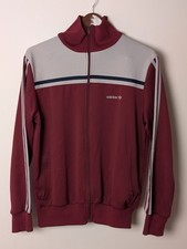 Adidas Trefoil Track Jacket Maroon Gray Retro Zip Up Medium