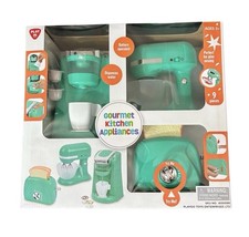 Play Gourmet Kitchen Appliances 9 Piece Set Kids Kitchen Playset Teal