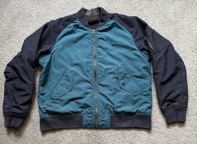 Lacoste Mens Reversible L BLUE Bomber Jacket Windbreaker Alligator