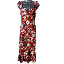 Vera Wang Sz 12 100% Silk Floral Print Feminine Midi Dress $288