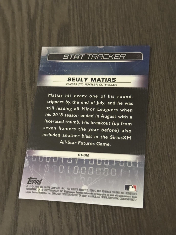 2019 Bowman Chrome Stat Tracker Atomic Refractor /150 #ST-SM SEULY MATIAS Card - Image 2 of 3