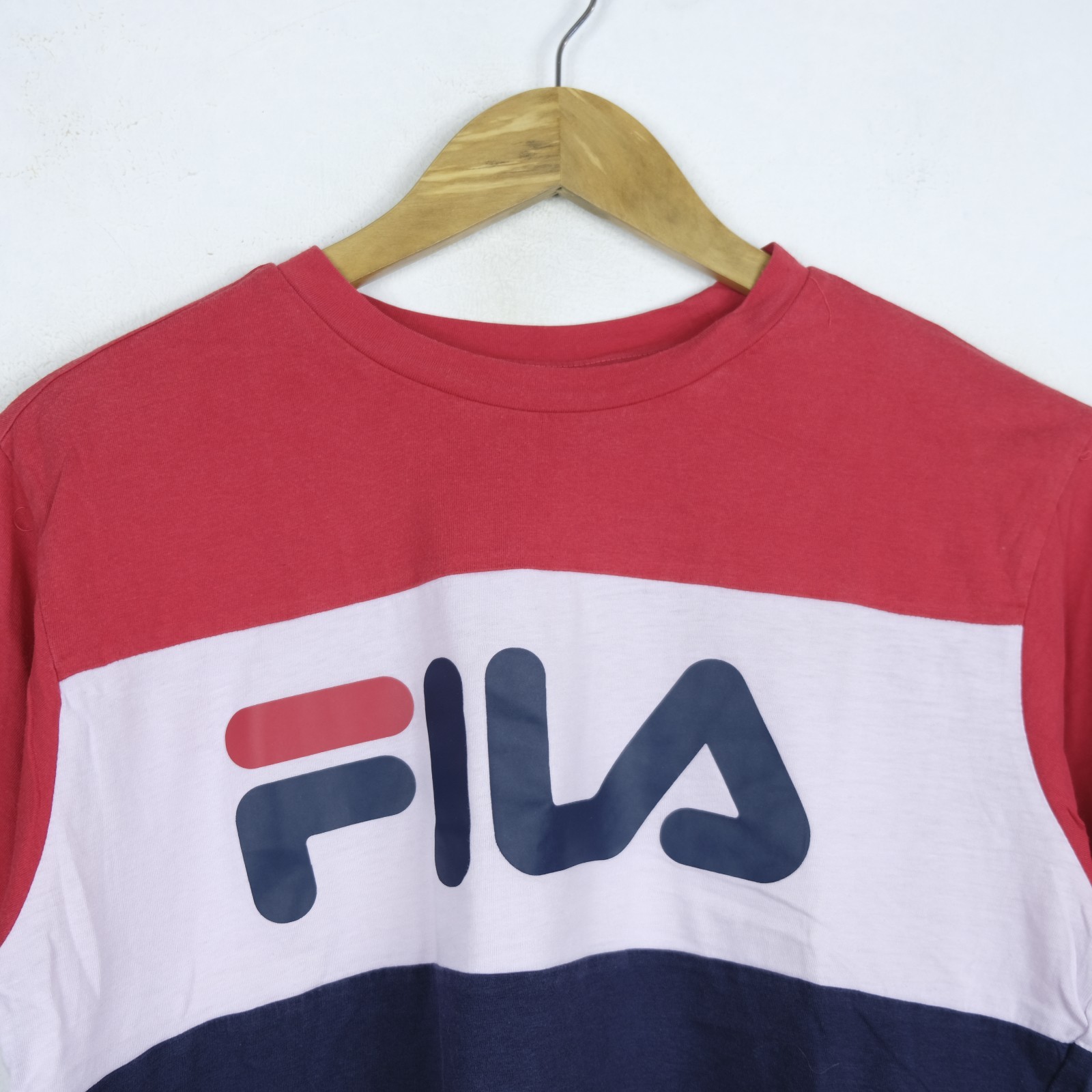 Maglia Fila Taglia S Donna Logo Comodo Cotone Pratico Tinta Unita Rosso Woman