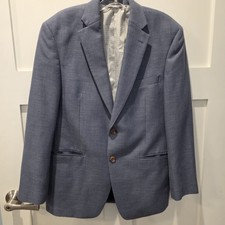 Lauren Ralph Lauren Mens Blue Blazer Jacket Size 38S Linen Blend Casual Textured