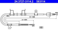 Zugdraht, Handbremse ATE 24.3727-3114.2 Hyundai 59770-2H300