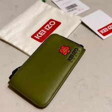 Kenzo Paris Boke Flower Card Holder Green Leather