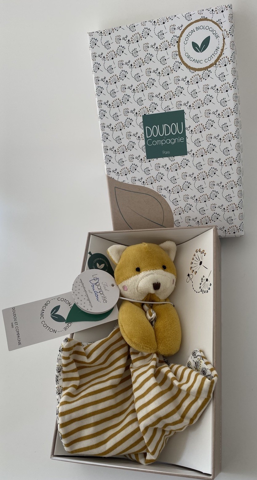 Doudou plat mouchoir renard Doudou et Compagnie cadeau de naissance