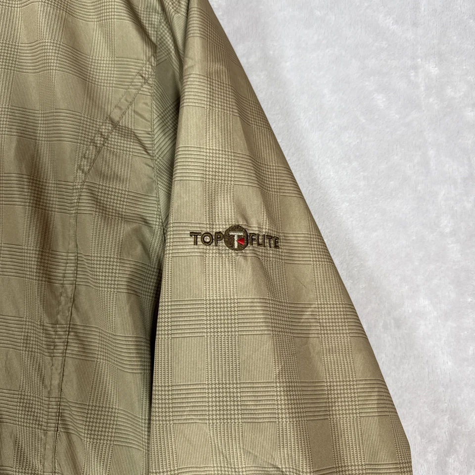 Chaqueta de golf cortavientos Top Flite para hombre cuello en V Glen a cuadros manga larga caqui grande Foto 3 de 4