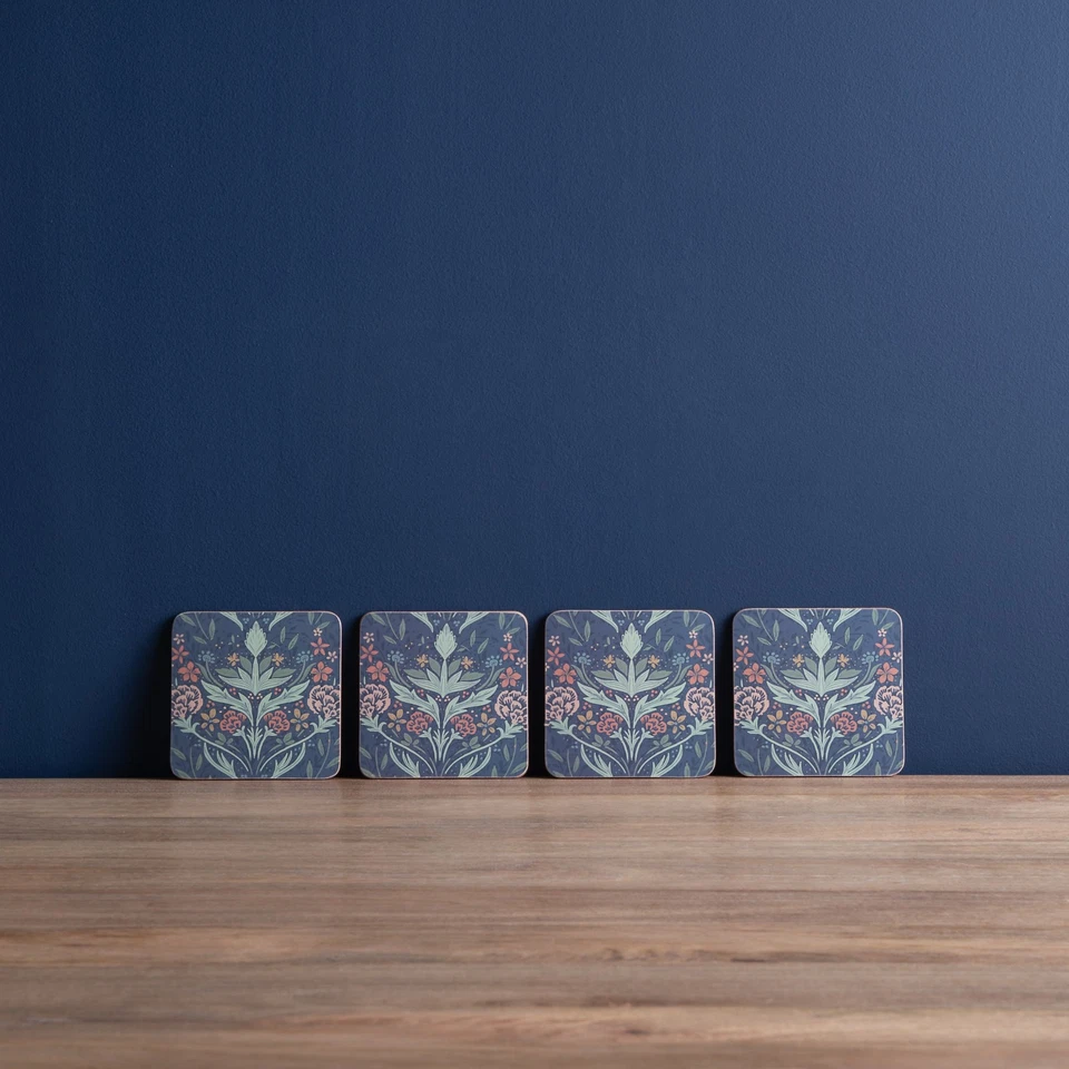 Creative Tops Set of 4 Arts and Crafts Floral Coasters Cork Backed 10.5 x 10.5cm - Image 2 of 4