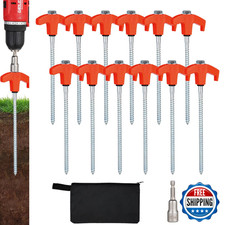 Yygcl 12 Pack Screw In Tent Stakes Heavy Duty8 Inch Ground Anchors Screw