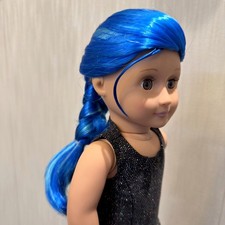 Rare Truly Me 90 American Girl Long Wig For 18'' doll Hair OG Dolls BLUE  8