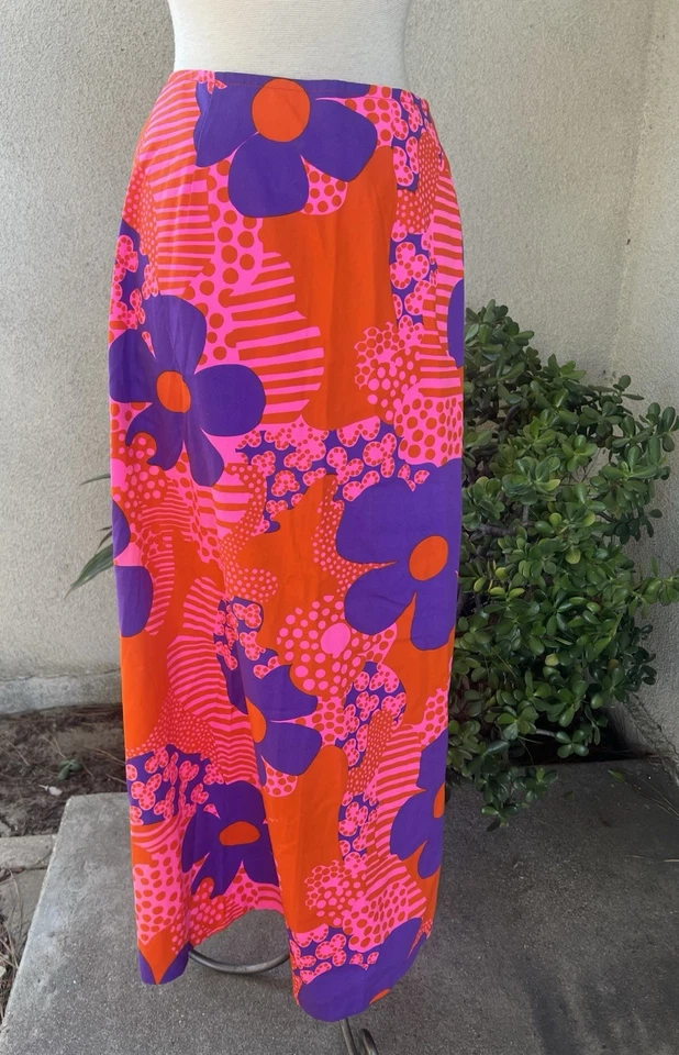 Falda Envolvente De Colección Mod Neón Floral Botones Algodón Talla 11 M Foto 4 de 4