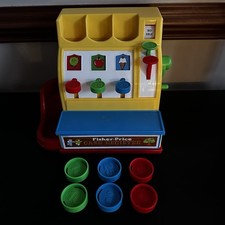 Retro 2015 Fisher Price Cash Register with 6 Coins Working Bell  Drawer Tested