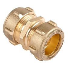 BAG OF 2 - 22mm Brass Compression Coupling - FREE Next-Day Delivery