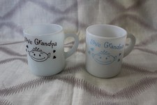 I Love Grandpa  I Love Grandma Cups/Mugs White 3.25"Hx3"D Coffee/Tea Used