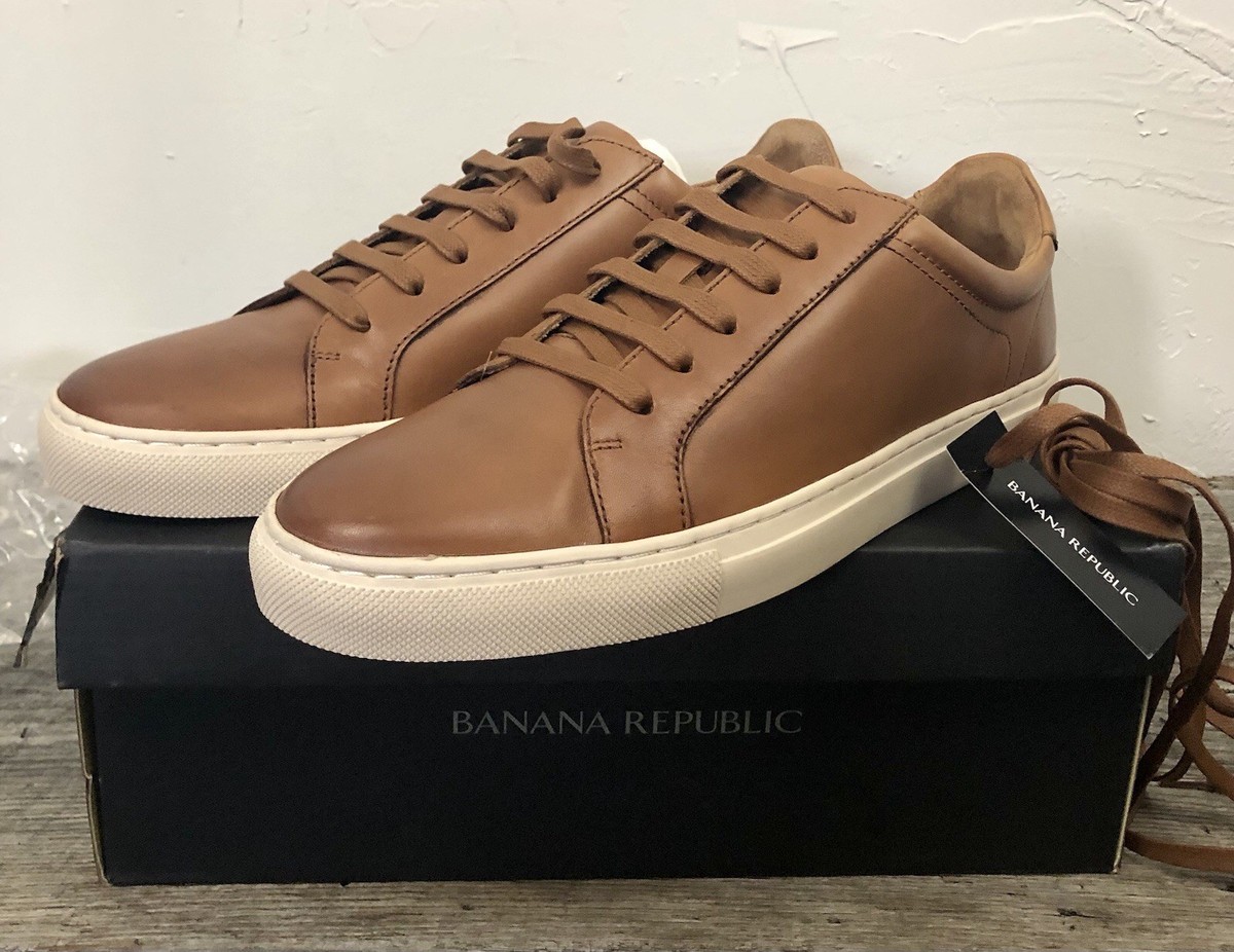 Banana Republic Mens Nicklas Brown Leather Sneakers Shoes  display picture 3