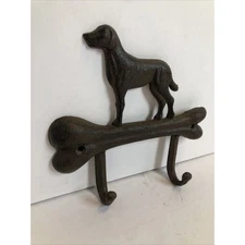 Cast Iron Dog Bone Leash Double Wall Hook Key Towel Coat Hanger VTG Rustic