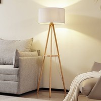 Lindby Tripod Stehlampe 'Adamio' (Landhaus, Vintage, Rustikal) Aus Holz (1 Flamm
