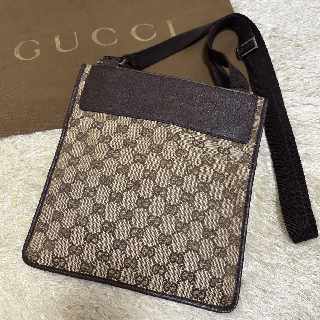 Gucci GG Canvas Leather Unisex Shoulder Bag Pre-Owned 249