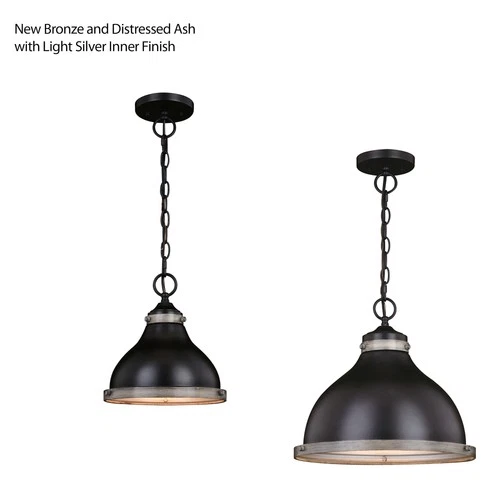 Vaxcel Lighting P0368 Sheffield 15"W Wood Pendant - New Bronze / Distressed Ash - Picture 5 of 12
