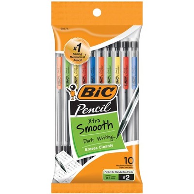 BIC Xtra-Smooth Mechanical Pencils with Erasers, 1 Count (Pack of 10), Clear 