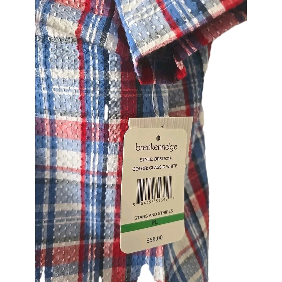 Top Breckenridge a Cuadros Manga Corta Abotonada, Talla Pl, Nuevo Con Etiqueta, Org $58.00 Foto 2 de 4