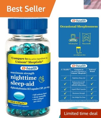 Nighttime Diphenhydramine 50mg Softgels, Maximum Strength, 160 Count