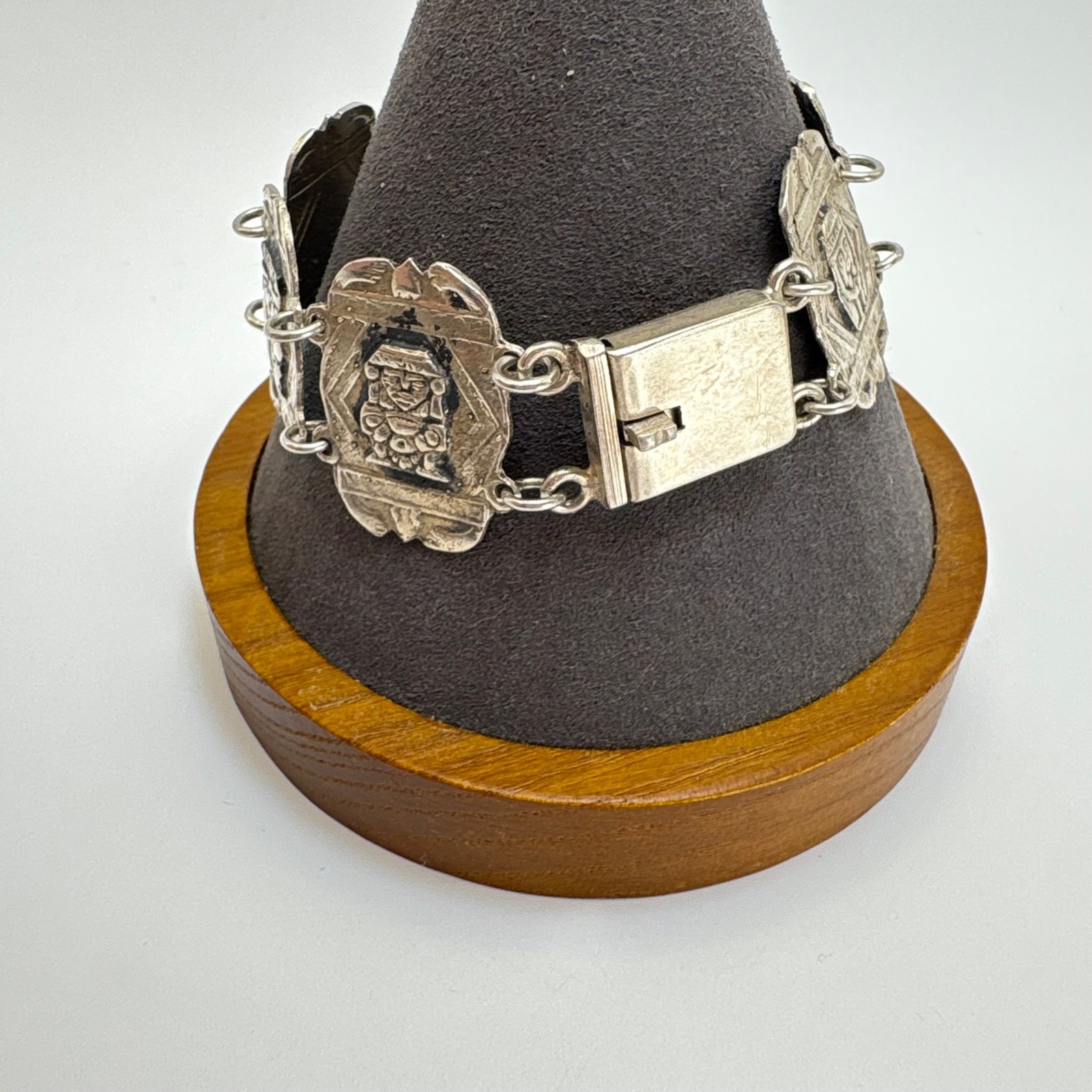 VTG Solid Sterling Silver 925 Aztec Native Design… - image 3