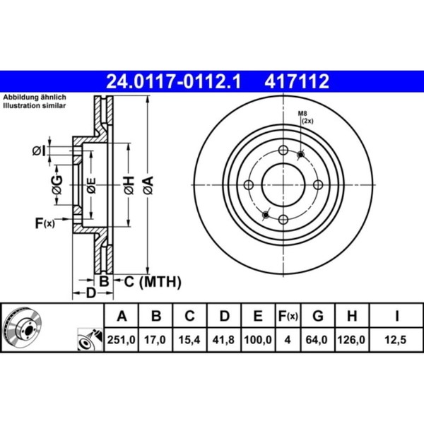 Bremsscheibe ATE 24.0117-0112.1 (2 Stk.)-image