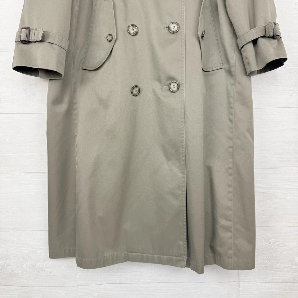 Vtg Chaps Ralph Lauren Men Size 40R Double Breasted Trench Coat Wool Lined Khaki - Image 4 of 4