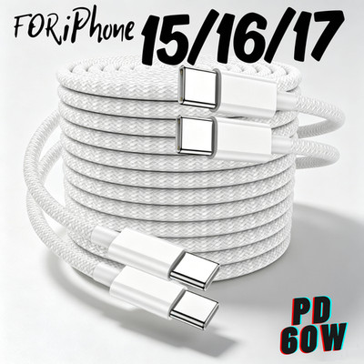 Braided USB C to USB C Cable Type C Cord For Apple iPhone Air iPad 17 16e 15 Lot