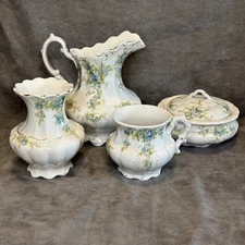 John Maddock & Sons Pitcher Creamer Strainer Bowl Vase Royal Vitreous England
