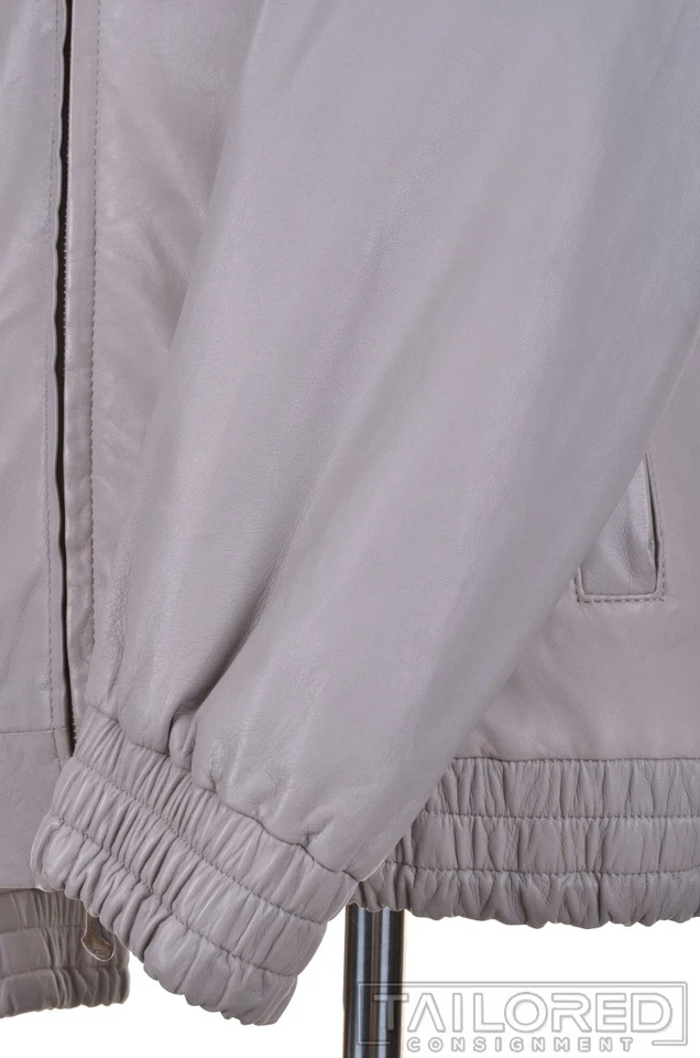 NWT - CESARE ATTOLINI Gray Lambskin Leather Hooded Bomber Jacket EU 50 / MEDIUM - Изображение 4 из 4