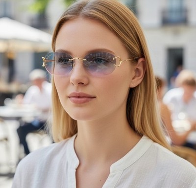 New mod.022 CARTIER Rimless PICCADILLY BIG C Decor Gold Occhiali