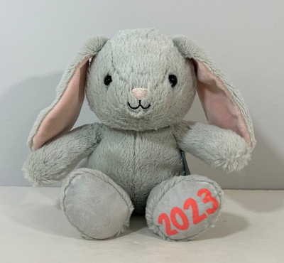 Hallmark 2023 Gray and Pink Bunny Rabbit Plush Stuffed Animal