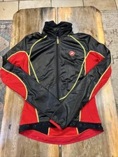 Castelli Rosso Corsa Fleece Lined Cycling Jacket Long Sleeve Jersey Red Medium