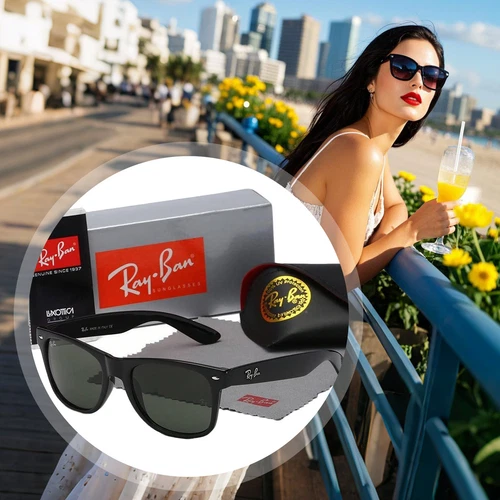 New Ray Ban Sunglasses Rectangular Polarized Sunglasses Black Frame UV Blocking - Bild 8 von 31