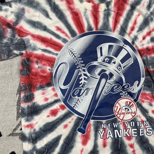 VTG 90s New York Yankees Red White Blue RWB Tie-Dye T-Shirt YOUTH LARGE 14-16 - Picture 5 of 13