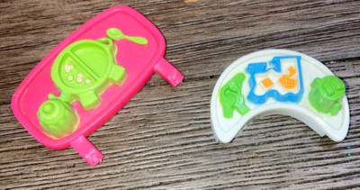 2 Fisher Price Loving Family high chair food trays with bowl keys spoon cup