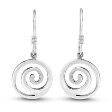 Gorgeous Round Swirls .925 Sterling Silver Dangle Earrings