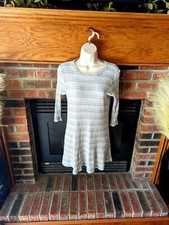 Alya Brand 3/4 Sleeve Gray Striped Sweater Dress Women's Size Small