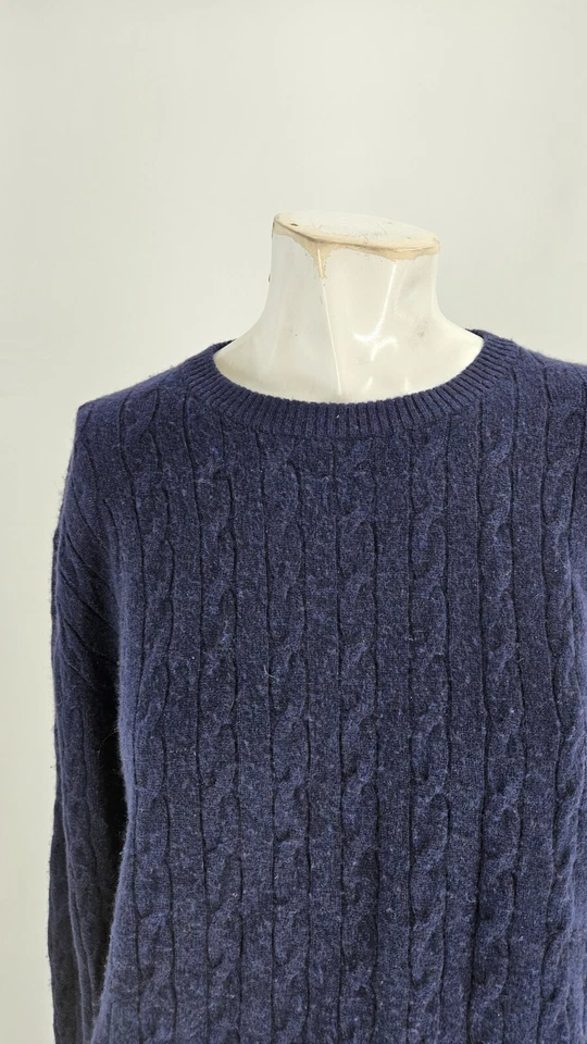 Lincs David Chu Men's Sweater Large Navy Blue Pure Cashmere Cable Knit - Image 3 of 4