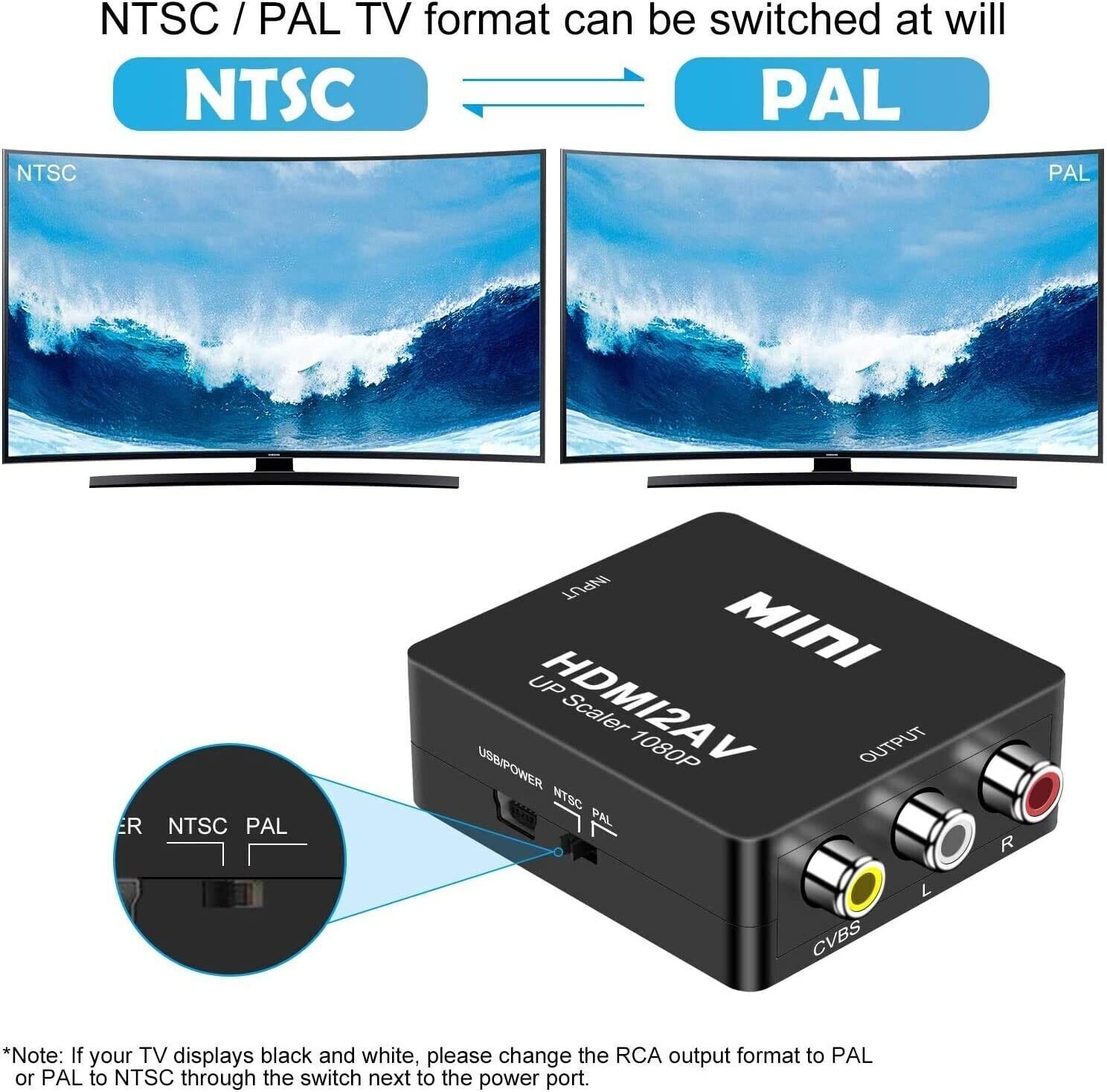 Conversor hdmi a rca hdmi 1080P a 3 rca PAL NTSC - konext_Import_SRL - ID  872708