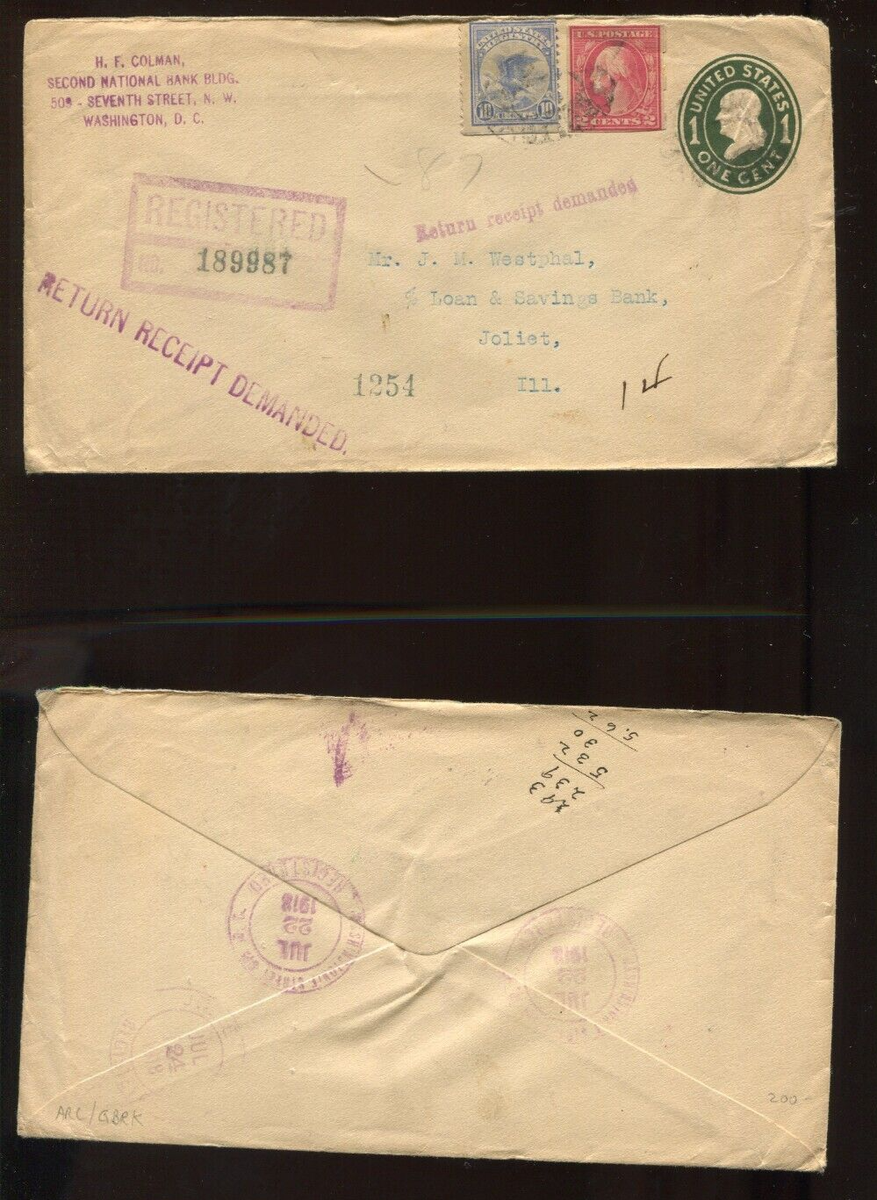 shimacco ページ 482 Schermack & F1 Registry Stamp Used on Registered Uprated 1918