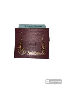 Authentic Premier Designs earrings Secret Garden gold plated French hooks w/glass bead NIB