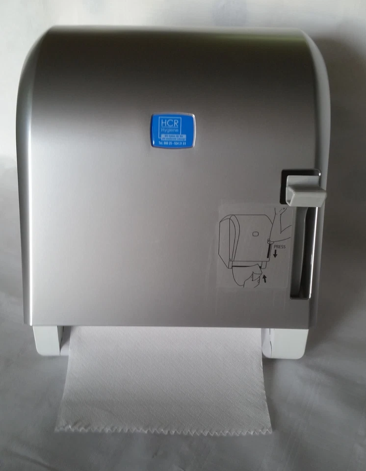 HCR HYGIENE Handtuchrollenspender chromoptik + 12 Rollen Papierhandtuch 2 lagig im Set