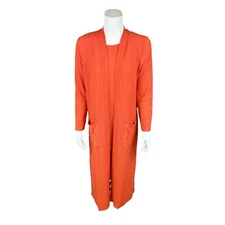 Attitudes by Renee Regular Puma Knit Maxi Cardigan w/ Asymmetric Tank Small Size