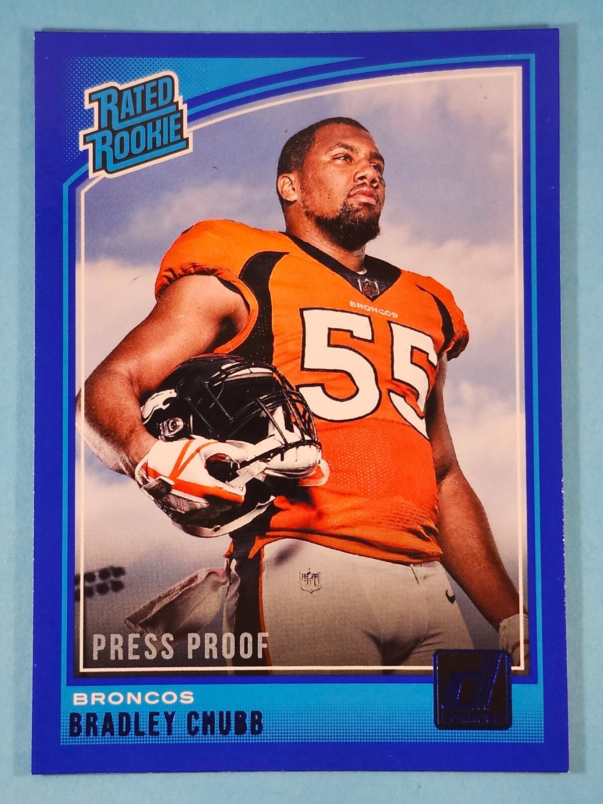 2018 Panini Donruss BLUE PRESS PROOF RC Bradley Chubb Denver Broncos #319